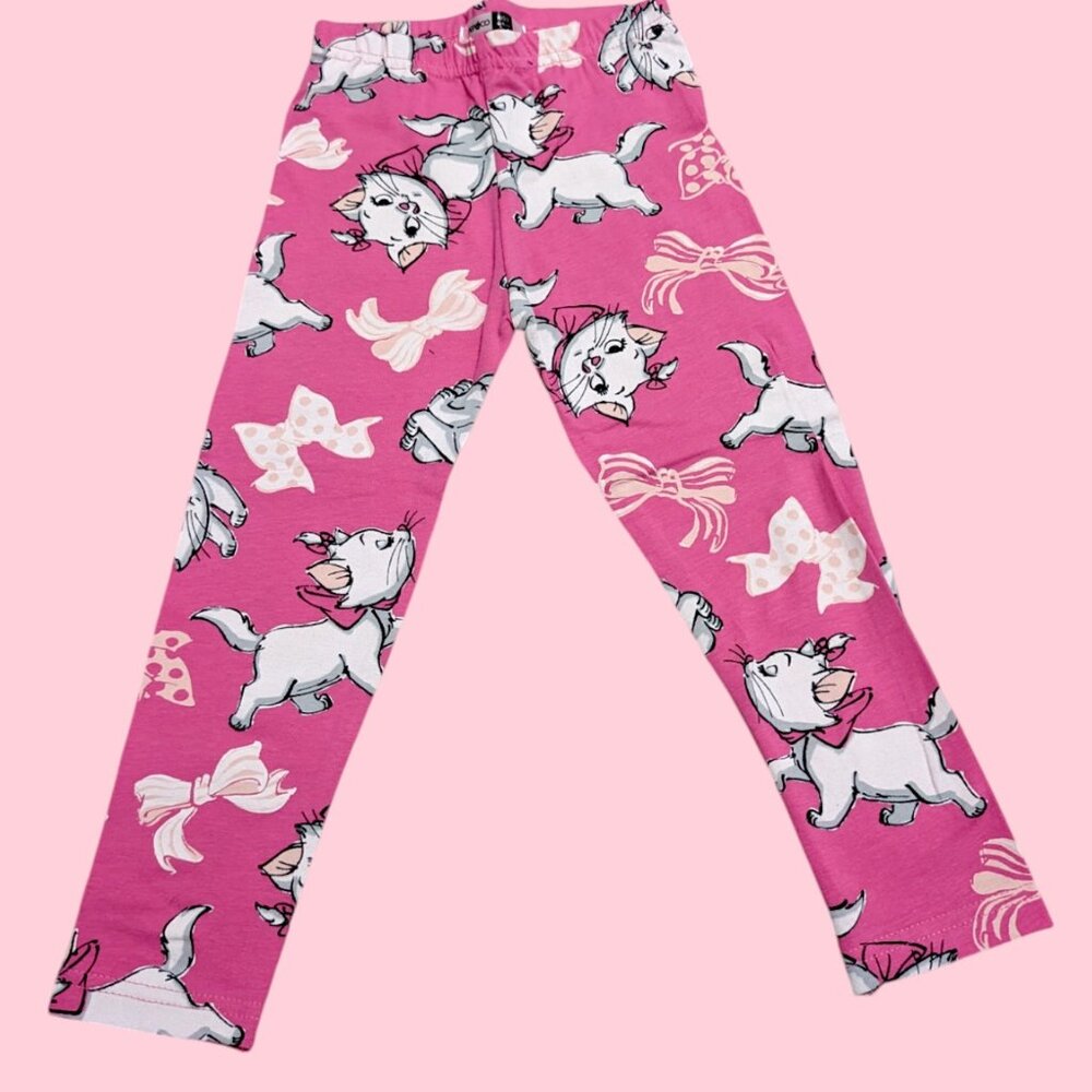 Pepco Full length Soft Cotton leggings Skinny Fit Stretchy Pink Aristocats NWOT
